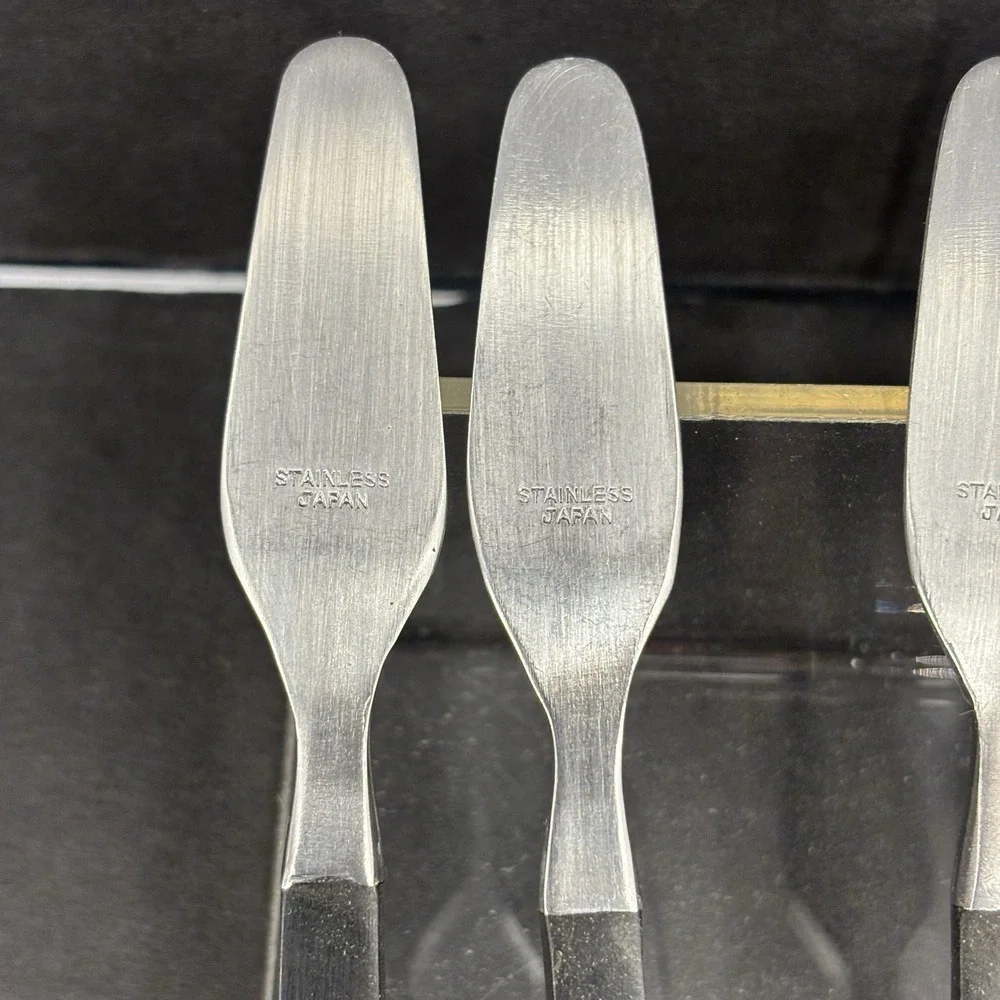 AK Company Japan MCM Dark‎ Wood Stainless Steel Mini Spreaders Vintage Set Of 4